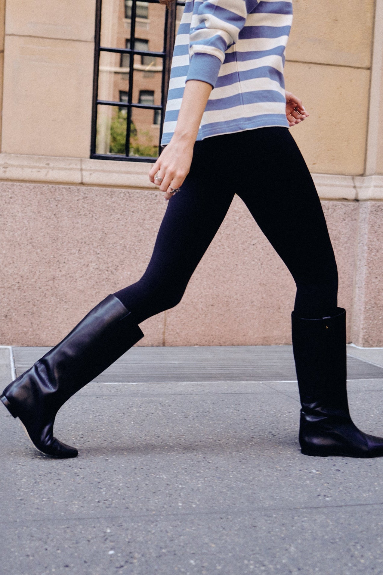 Larroude Alexis Flat Boot Black Leather