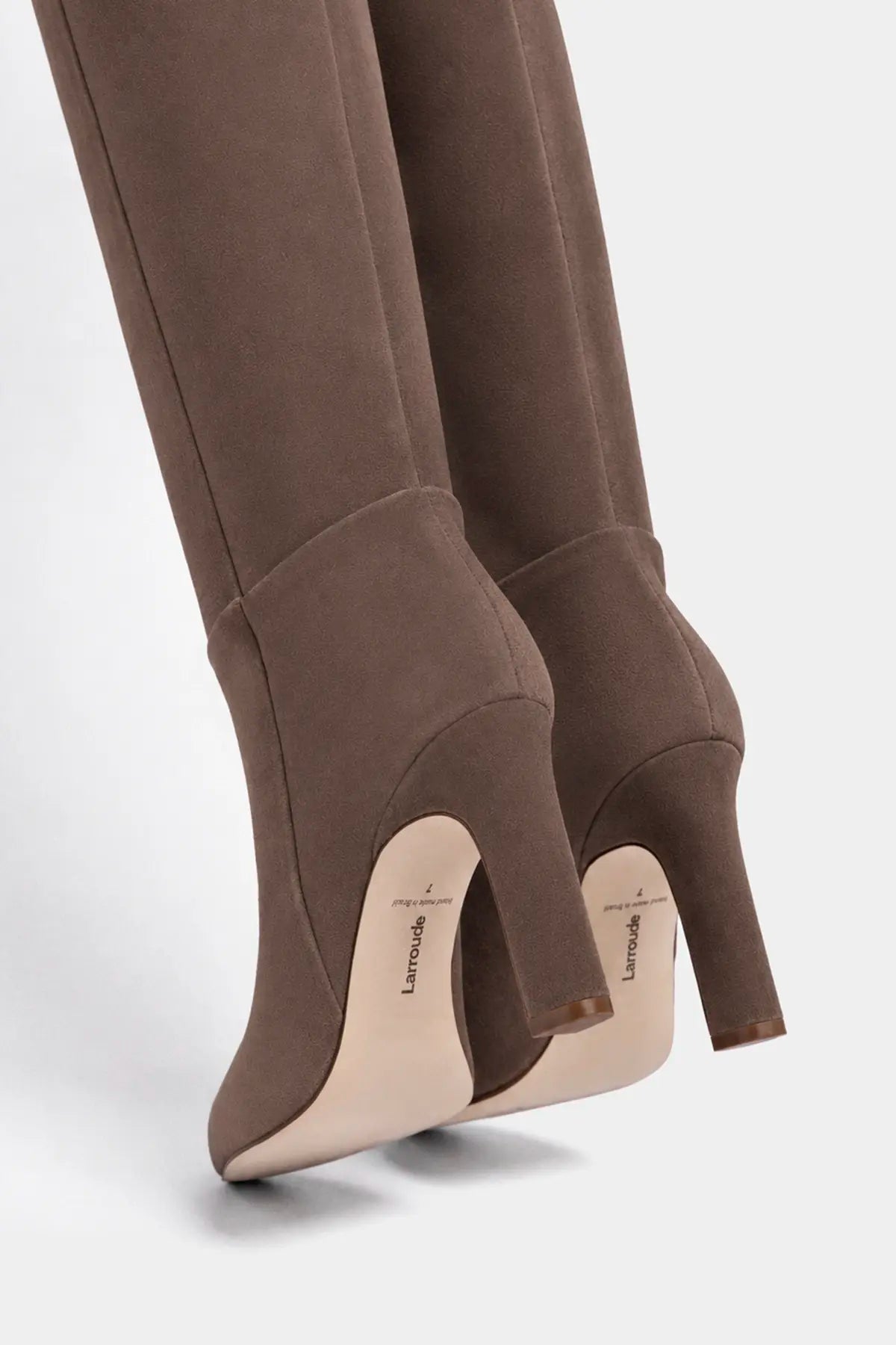 Larroude Cindy Hi Boot In Burnt Umber Suede