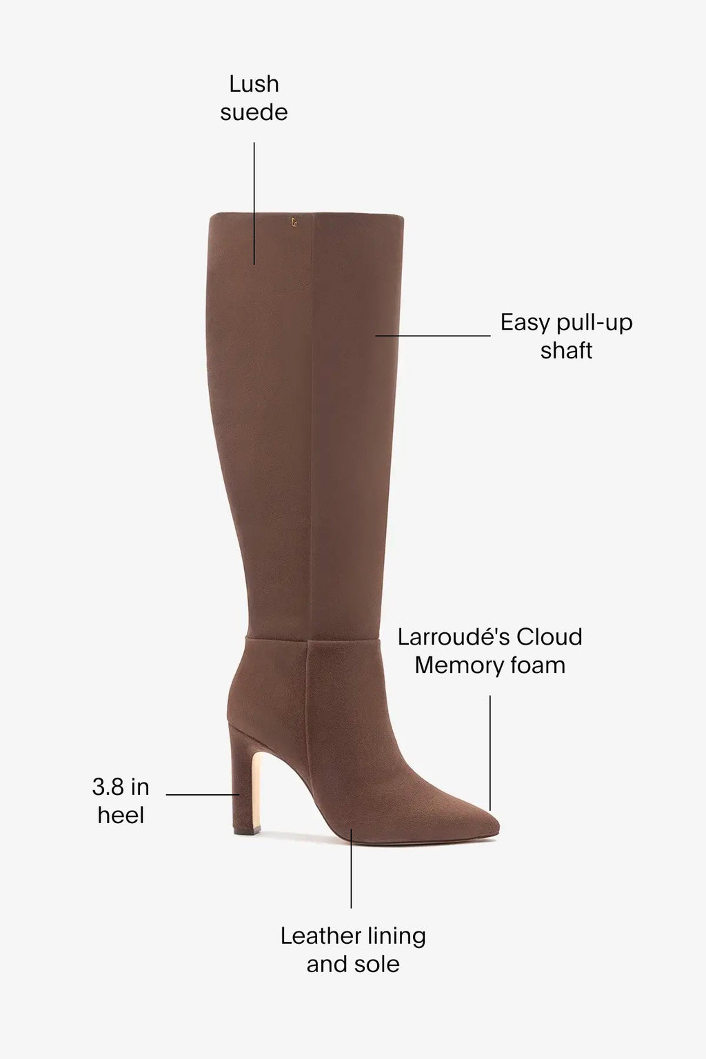 Larroude Cindy Hi Boot In Burnt Umber Suede