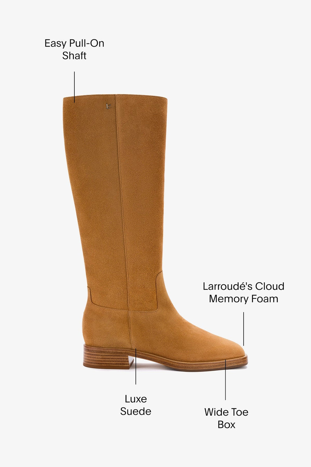 Larroude Anne Boot In Peanut Suede