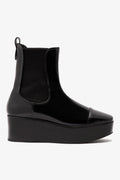 Larroude Dani Chelsea Flatform Boot In Black Box Leather