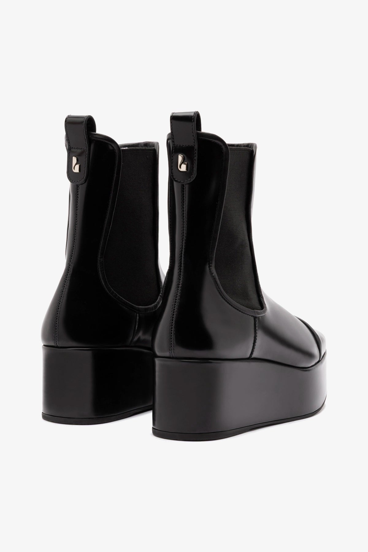 Larroude Dani Chelsea Flatform Boot In Black Box Leather