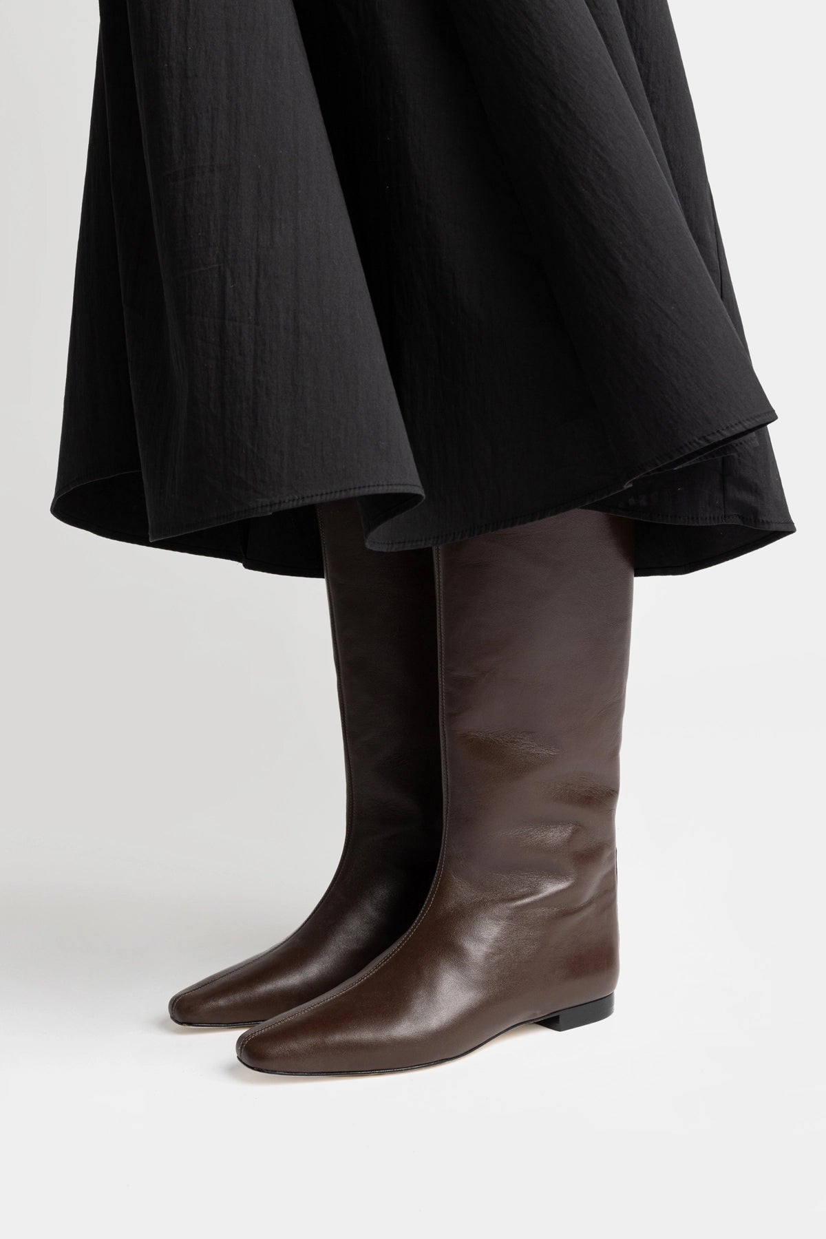 Larroude Alexis Flat Boot In Brown Leather