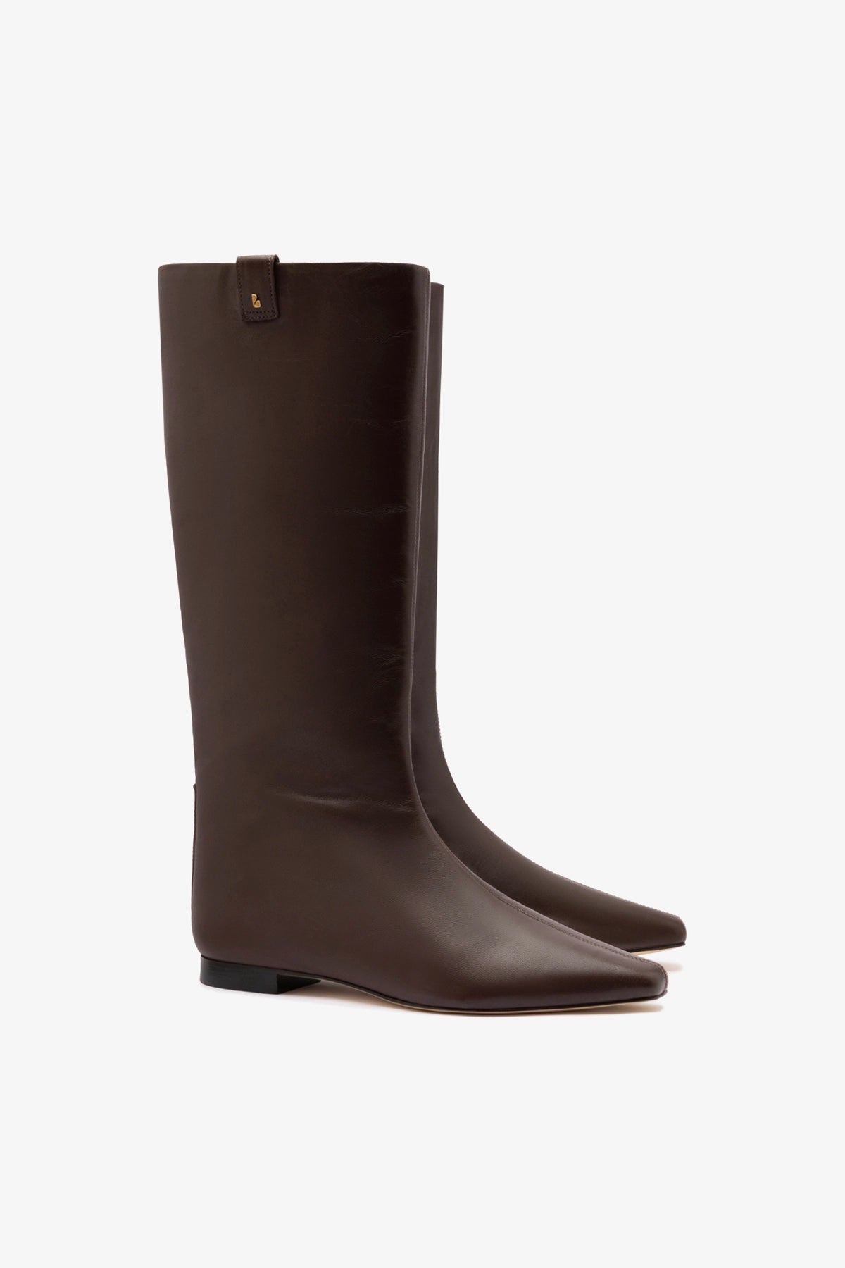 Larroude Alexis Flat Boot In Brown Leather