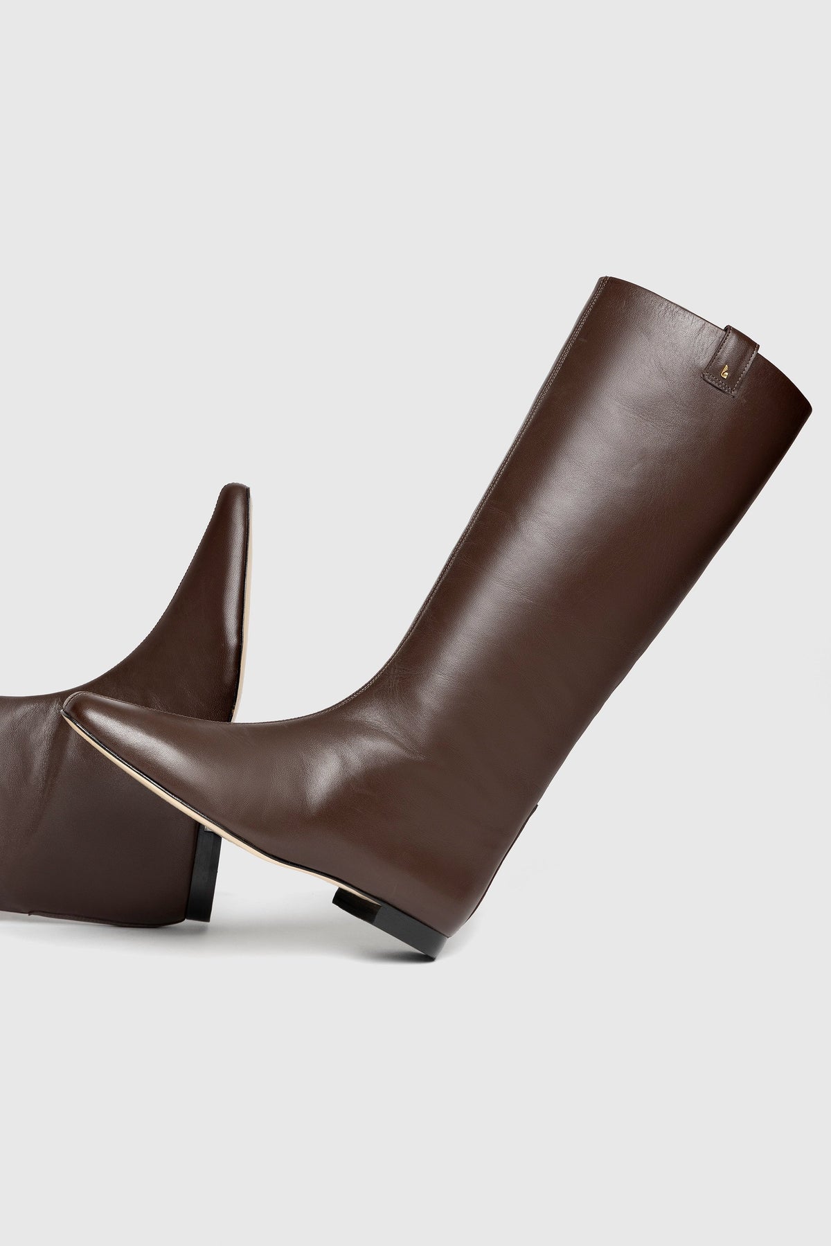 Larroude Alexis Flat Boot In Brown Leather