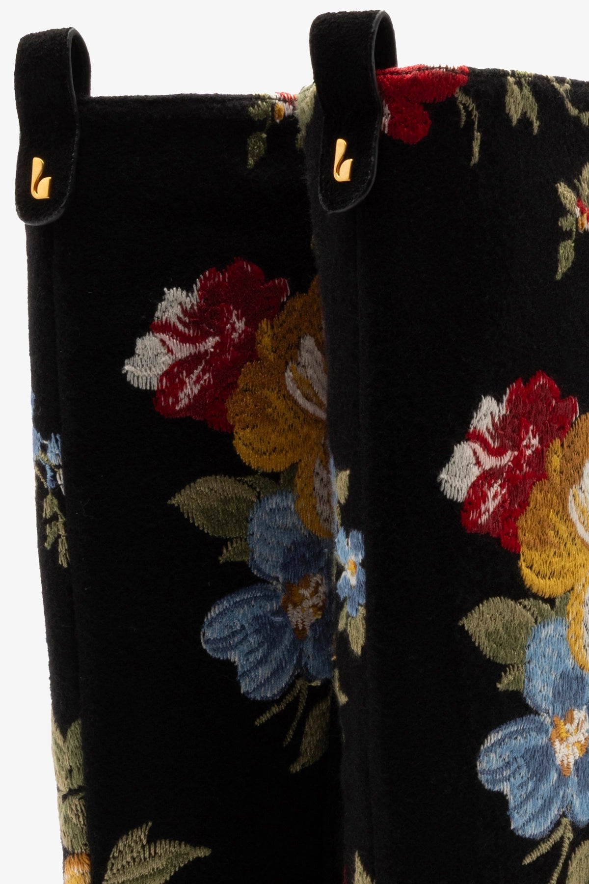 Larroude Larroudé x Markarian Florencia Boot In Floral Embroidery Black Fabric