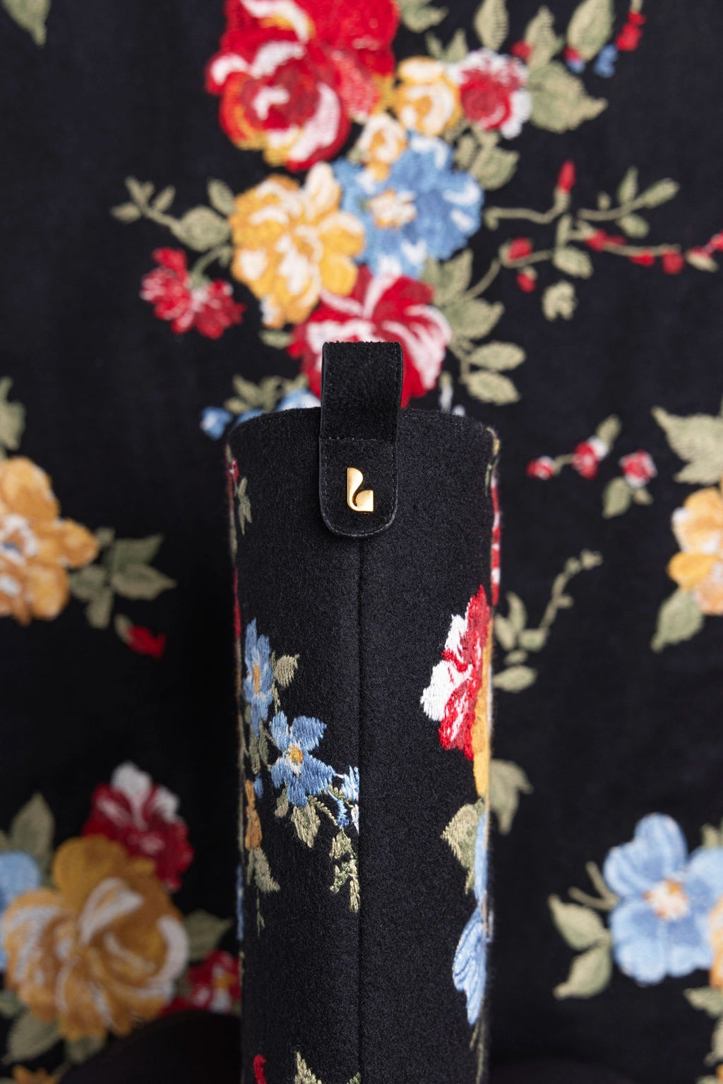 Larroude Larroudé x Markarian Florencia Boot In Floral Embroidery Black Fabric