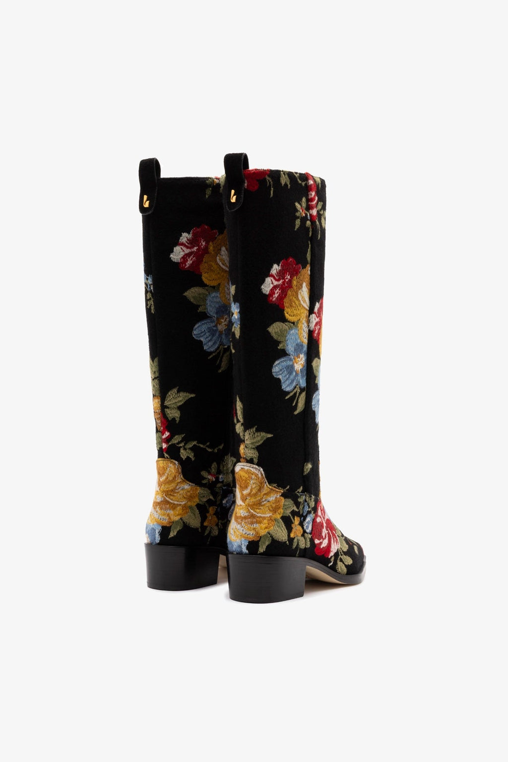 Larroude Larroudé x Markarian Florencia Boot In Floral Embroidery Black Fabric
