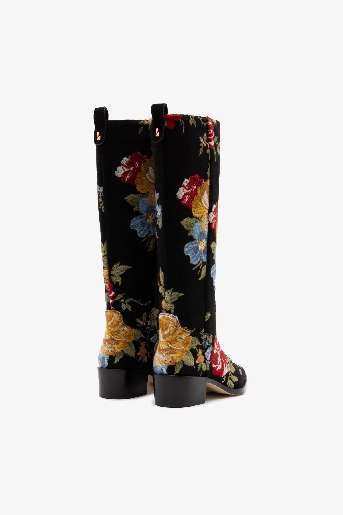 Larroude Larroudé x Markarian Florencia Boot In Floral Embroidery Black Fabric