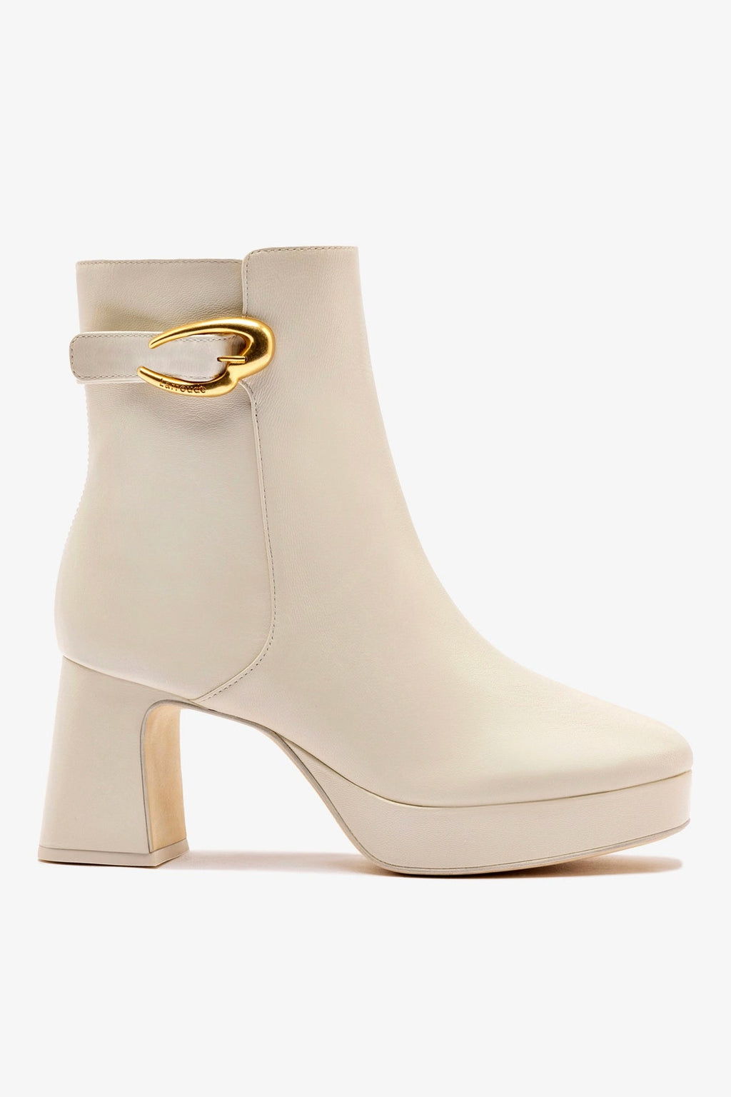 Larroude Dolly Verona Low Boot In Ivory Leather
