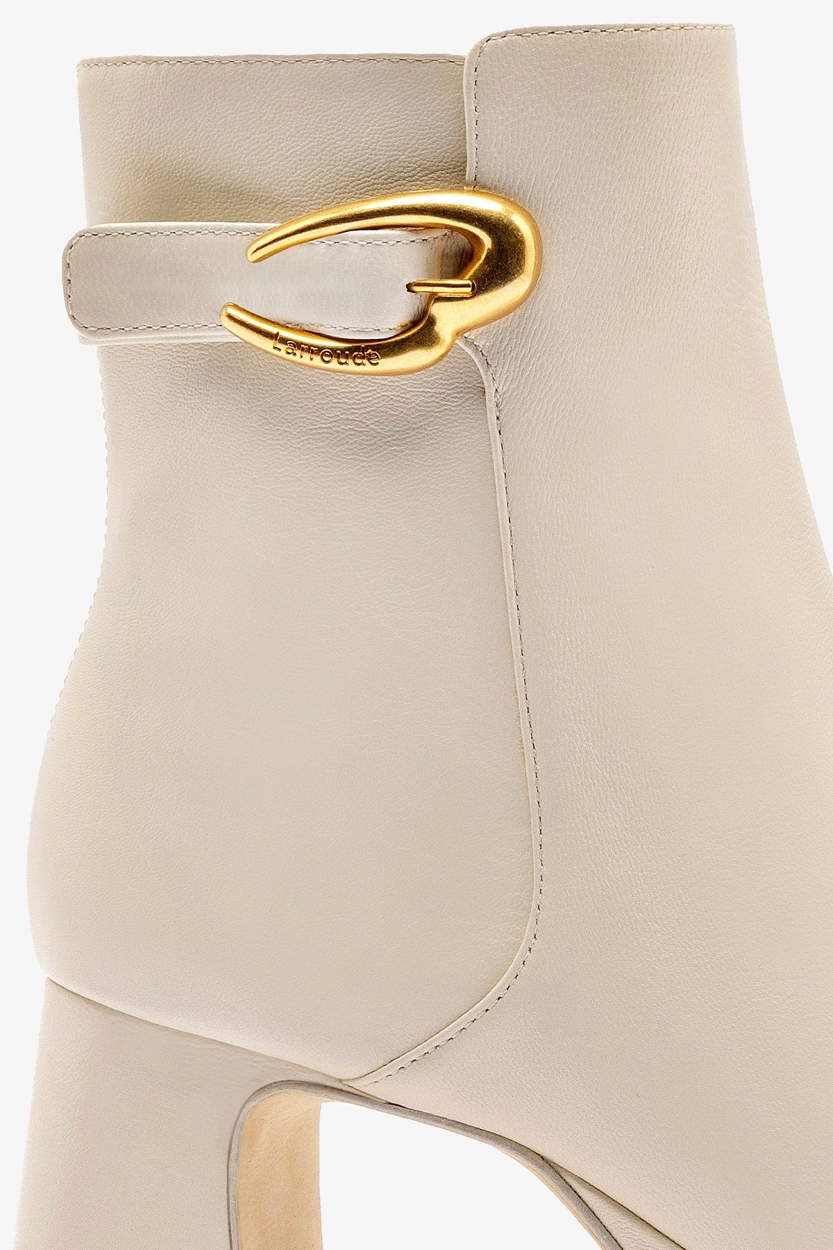 Larroude Dolly Verona Low Boot In Ivory Leather