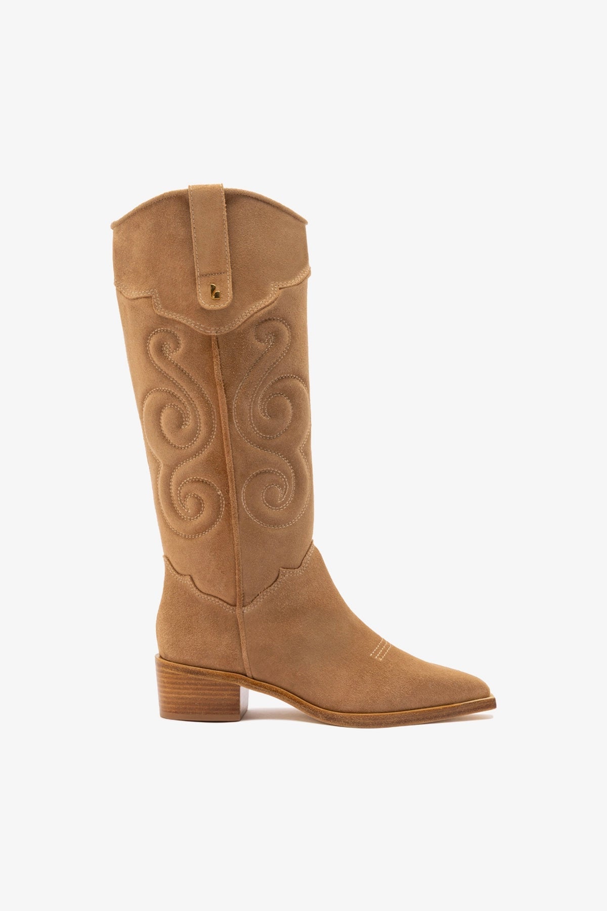 Larroude Paloma Boot In Peanut Suede