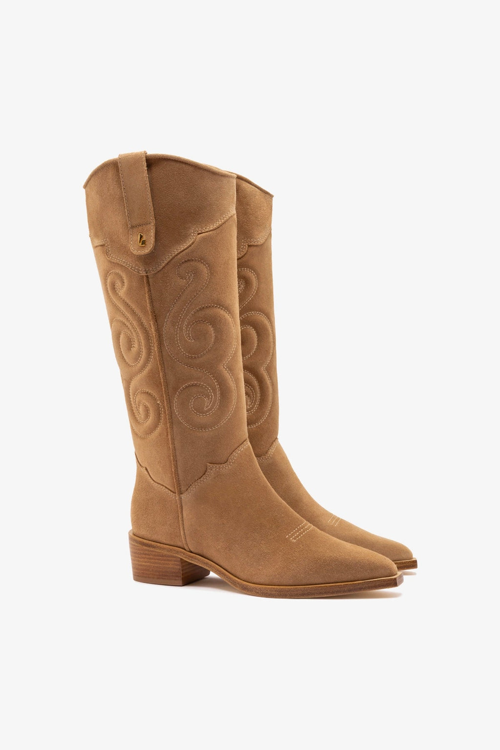 Larroude Paloma Boot In Peanut Suede