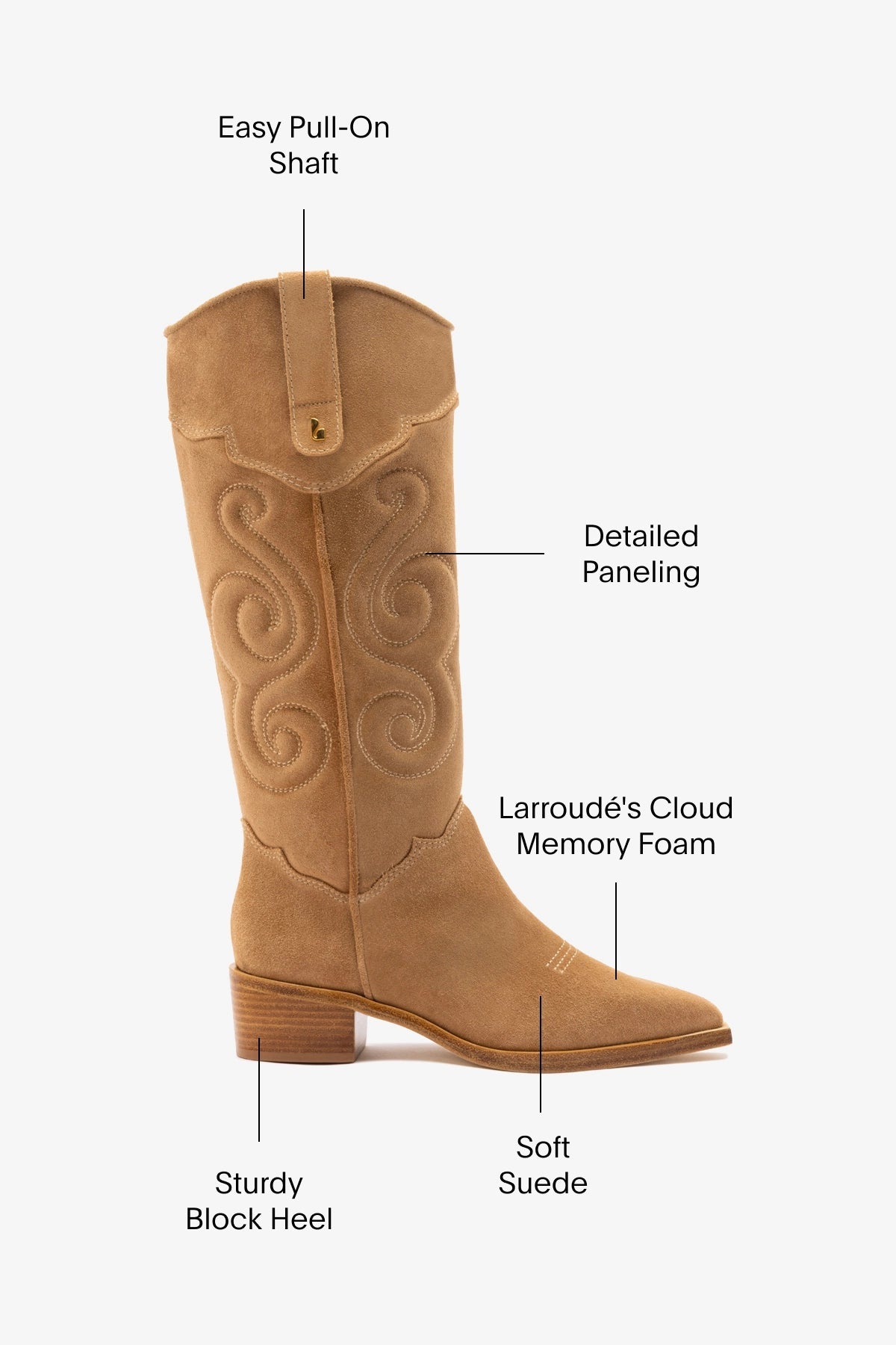 Larroude Paloma Boot In Peanut Suede