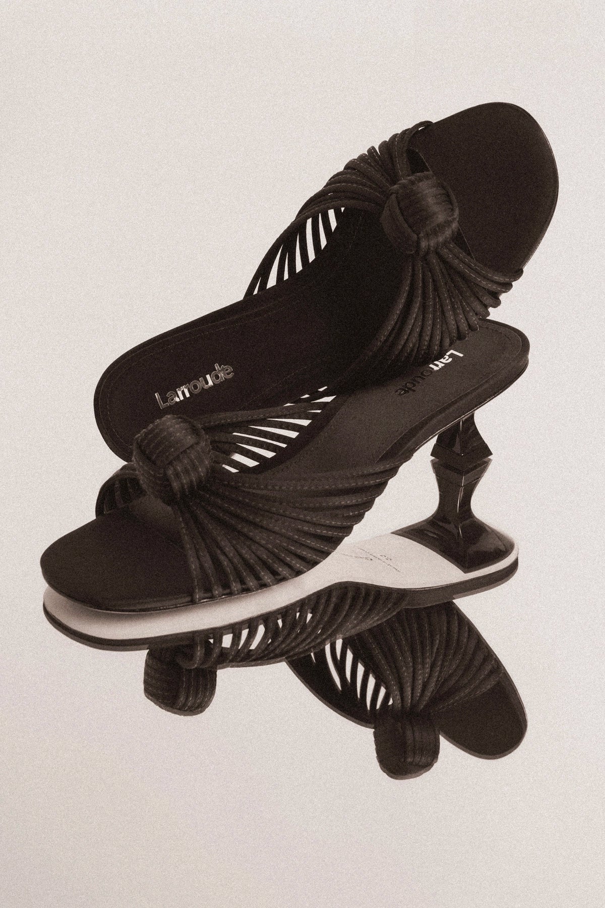 Larroude Valerie Mule Black Satin