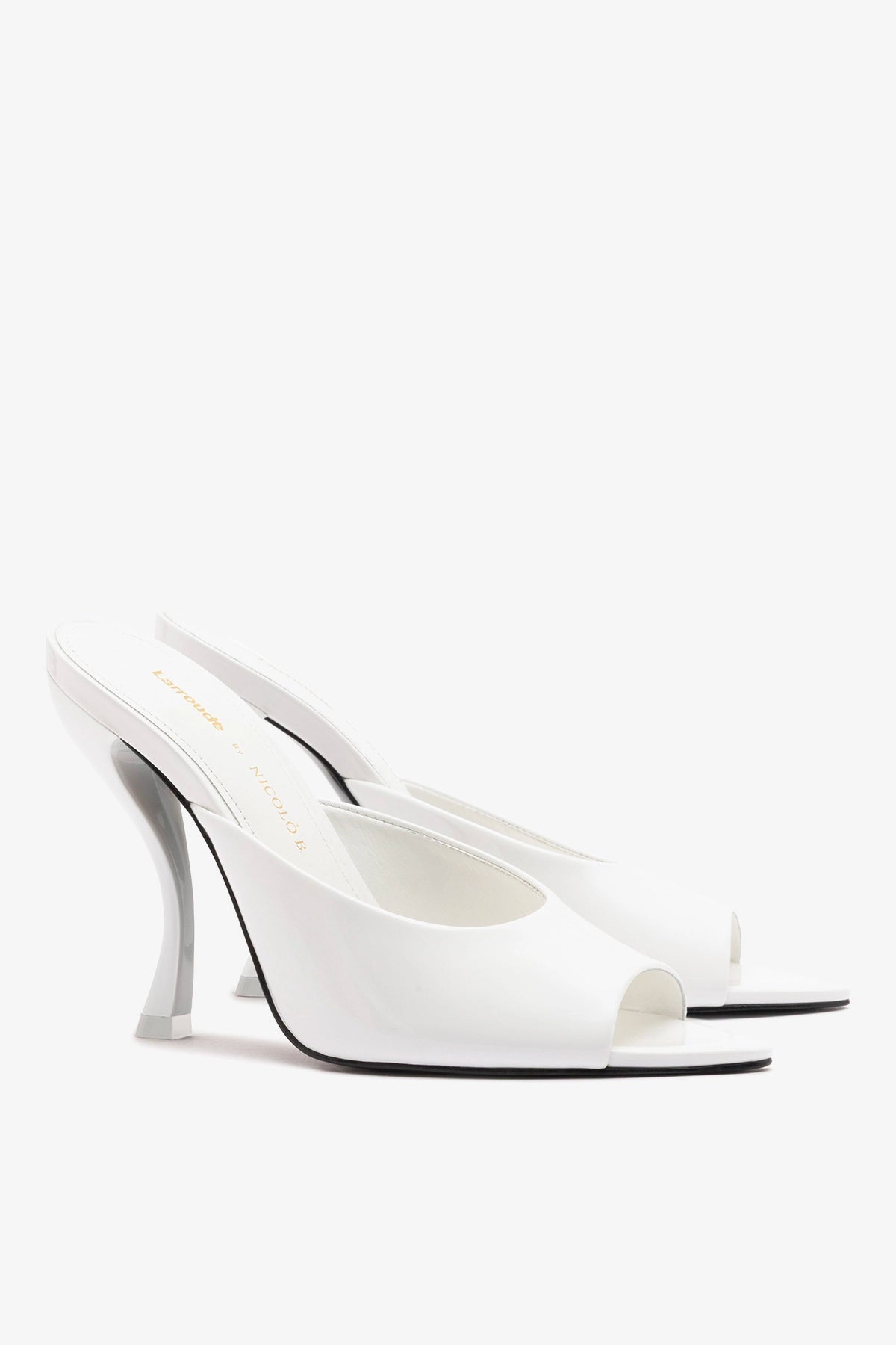 Larroude Larroudé x Nicolò B.: Malibu Mule White Patent Leather