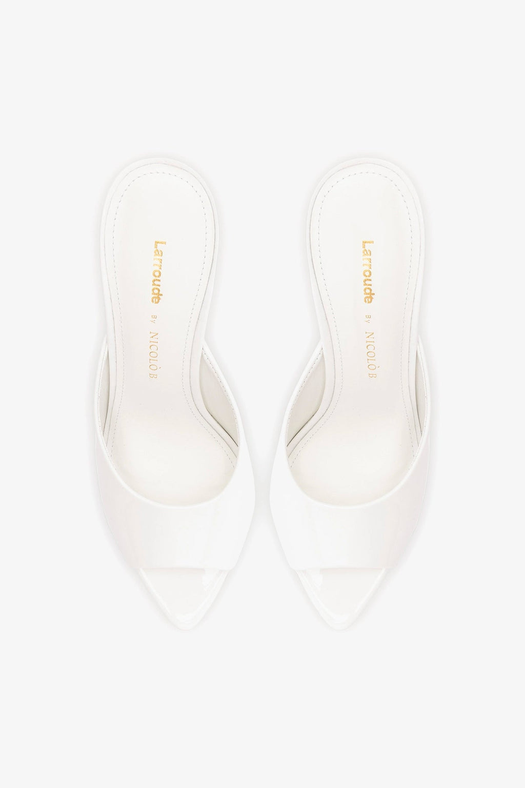 Larroude Larroudé x Nicolò B.: Malibu Mule White Patent Leather