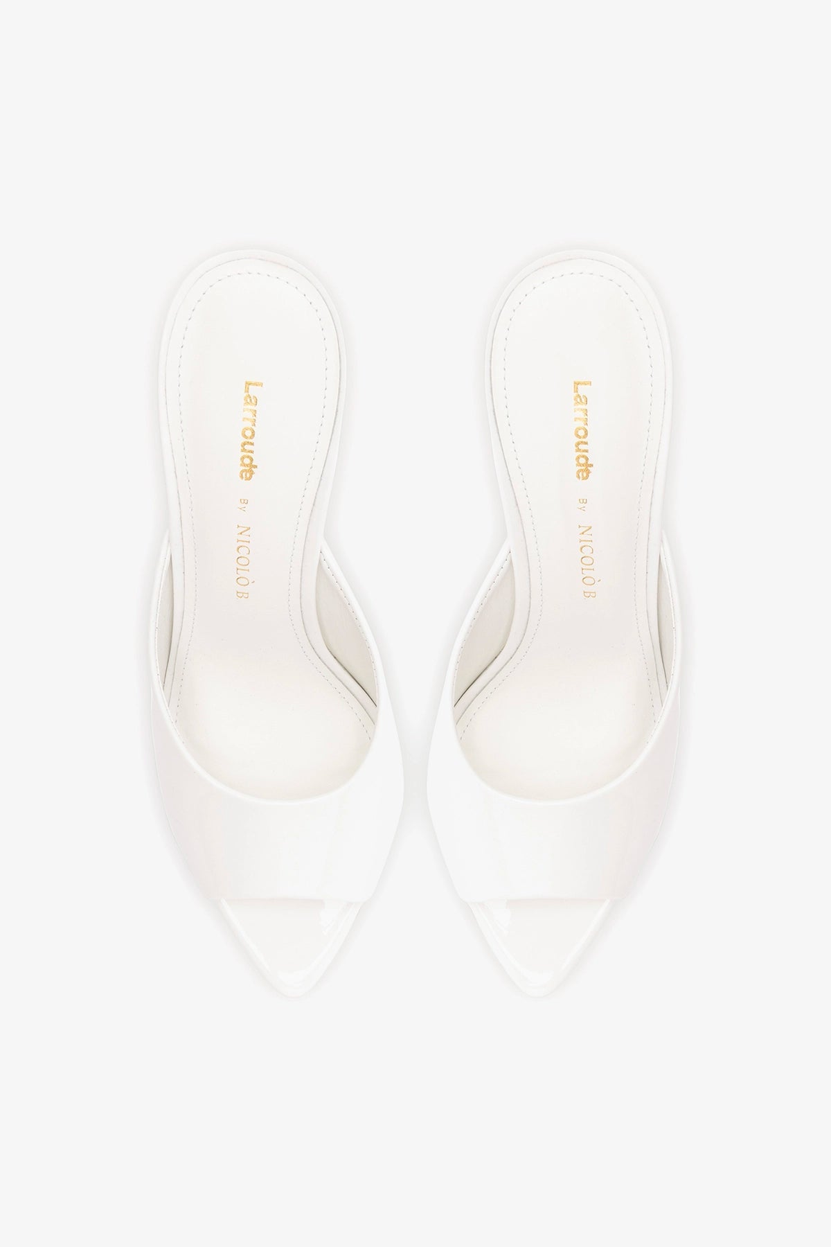 Larroude Larroudé x Nicolò B.: Malibu Mule White Patent Leather
