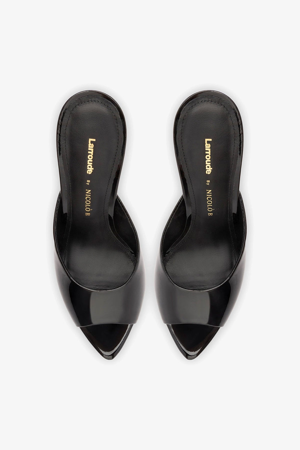 Larroude Larroudé x Nicolò B.: Malibu Mule Black Patent Leather
