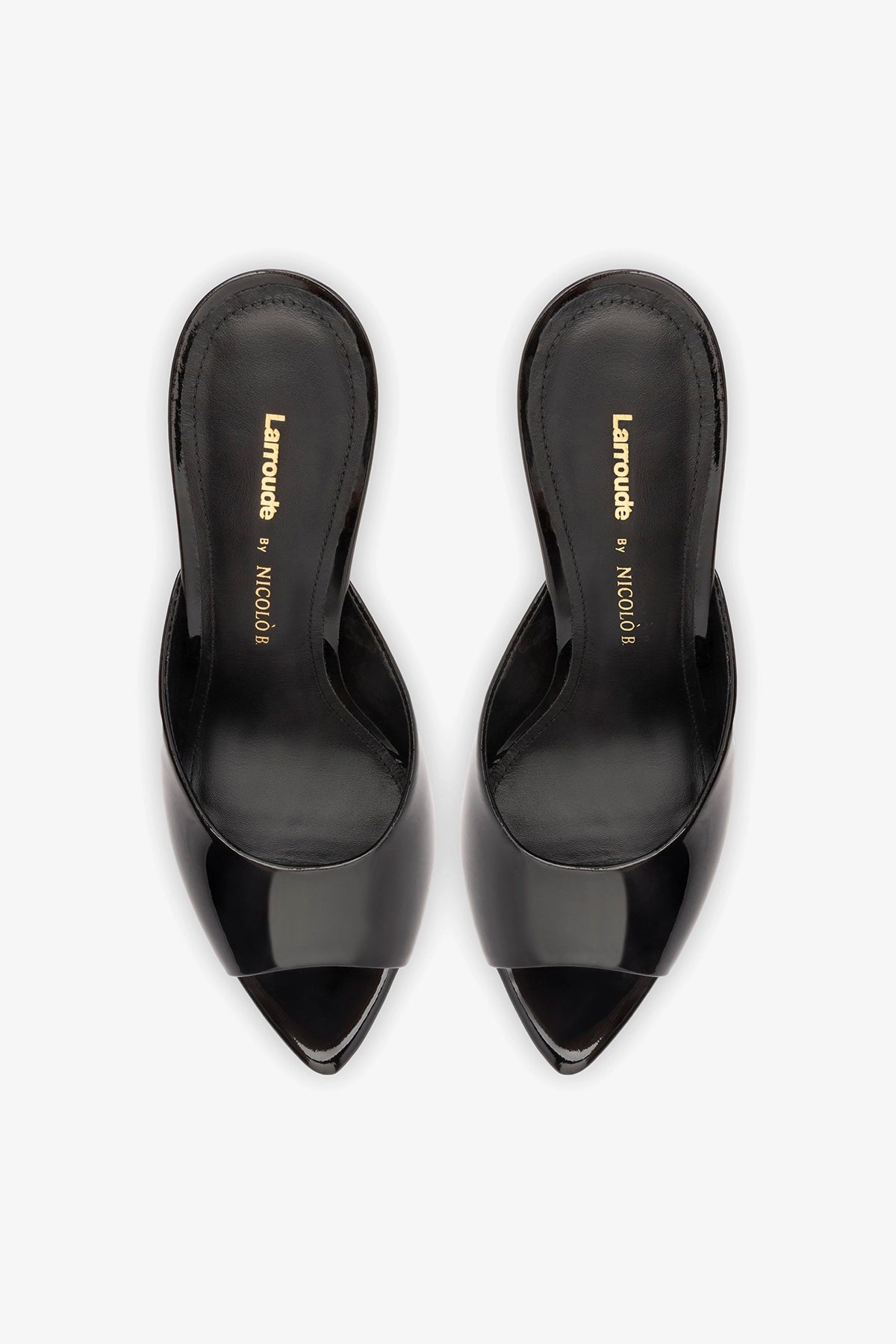 Larroude Larroudé x Nicolò B.: Malibu Mule Black Patent Leather
