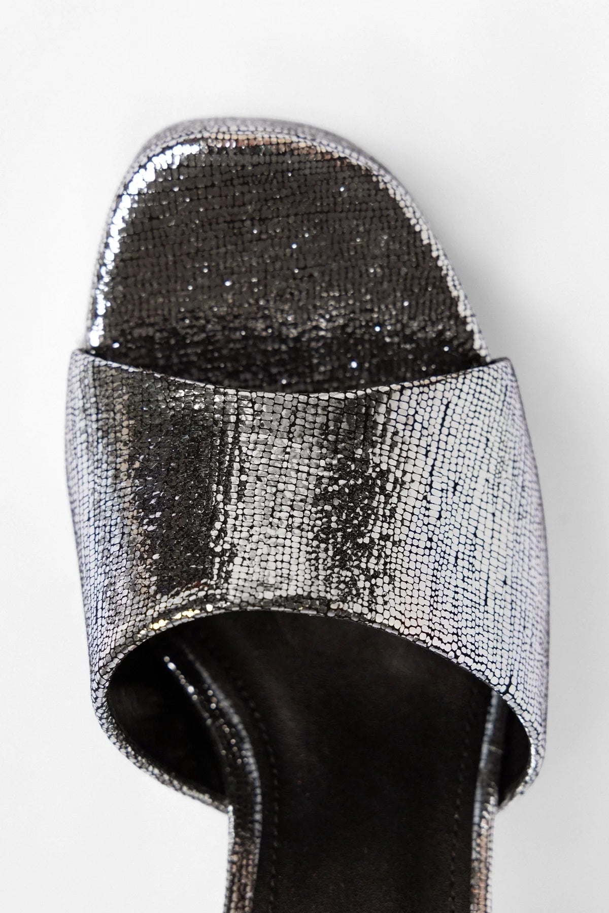Larroude Dolly Platform Mule Silver Leather