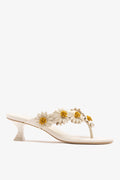 Larroude Fiore Thong Sandal Ivory Leather