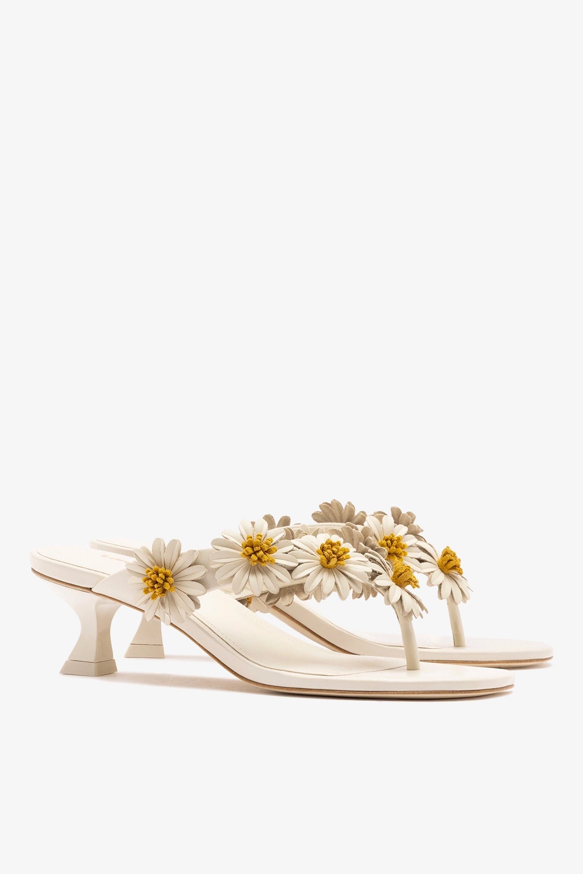 Larroude Fiore Thong Sandal Ivory Leather