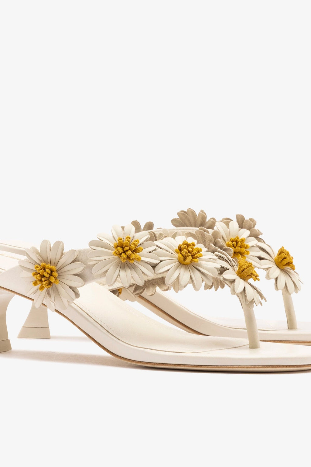 Larroude Fiore Thong Sandal Ivory Leather