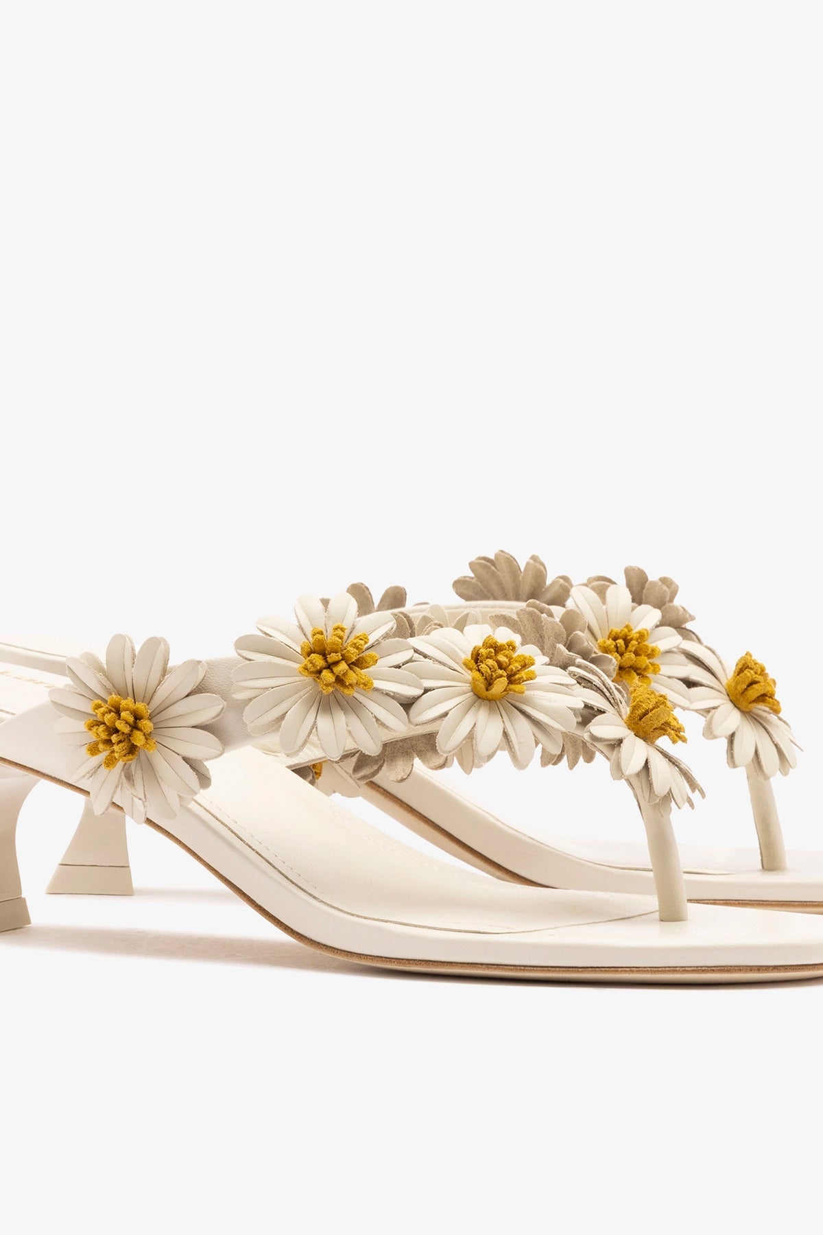 Larroude Fiore Thong Sandal Ivory Leather