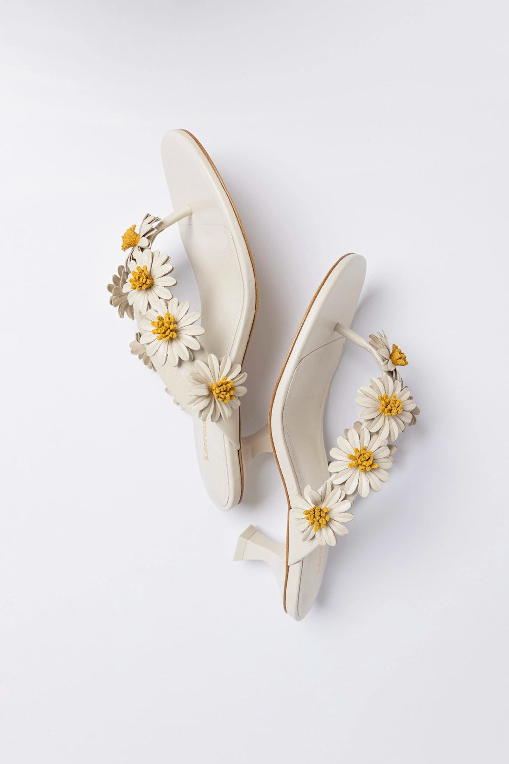 Larroude Fiore Thong Sandal Ivory Leather