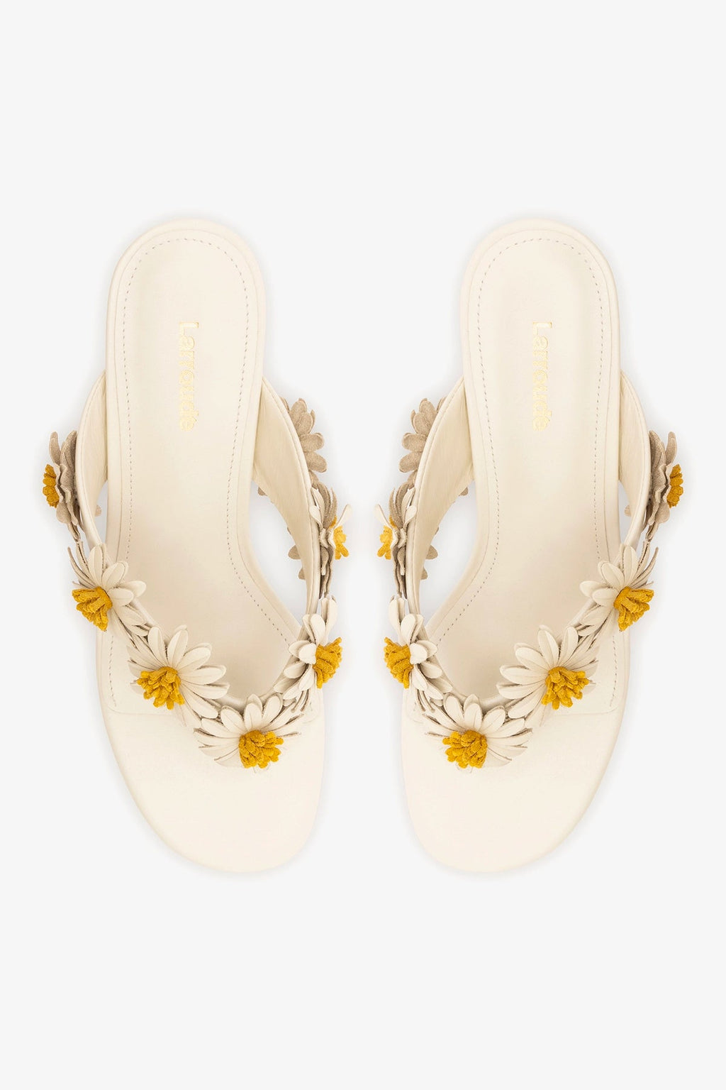 Larroude Fiore Thong Sandal Ivory Leather
