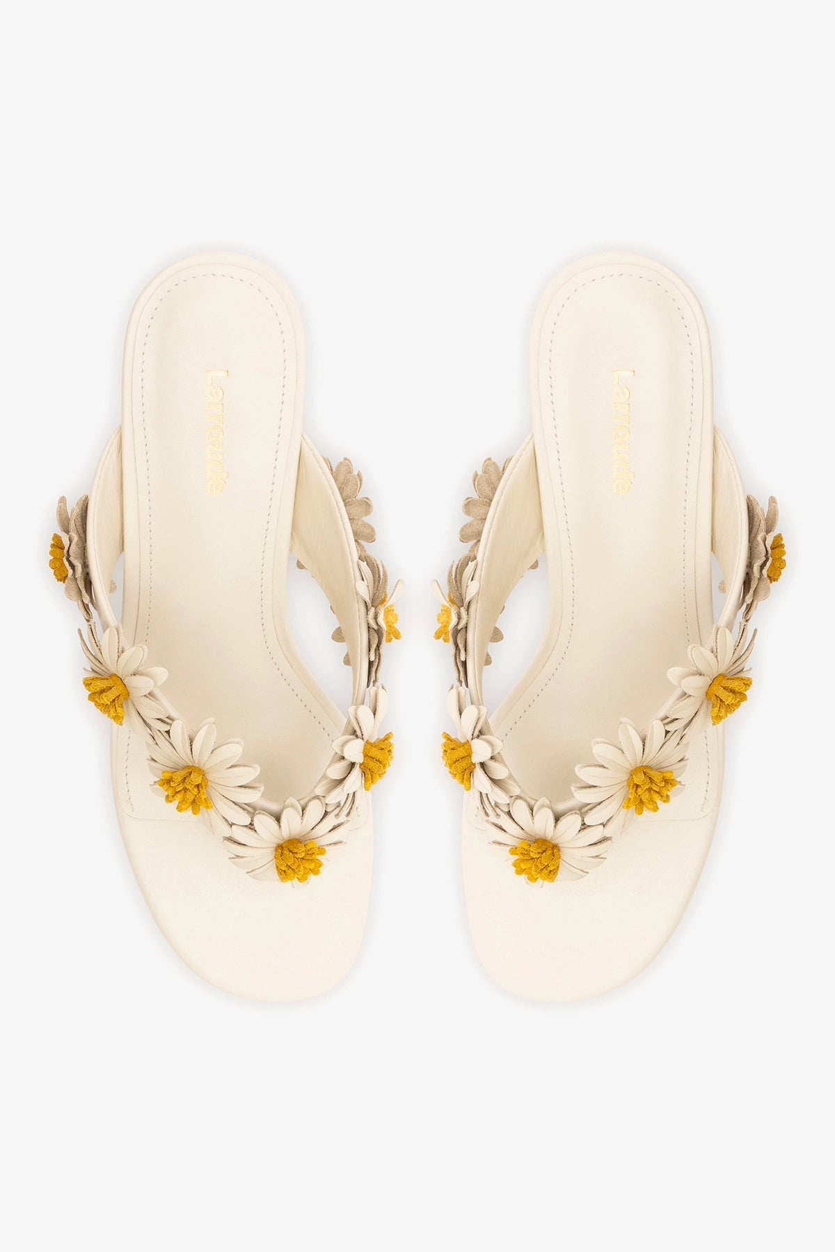 Larroude Fiore Thong Sandal Ivory Leather