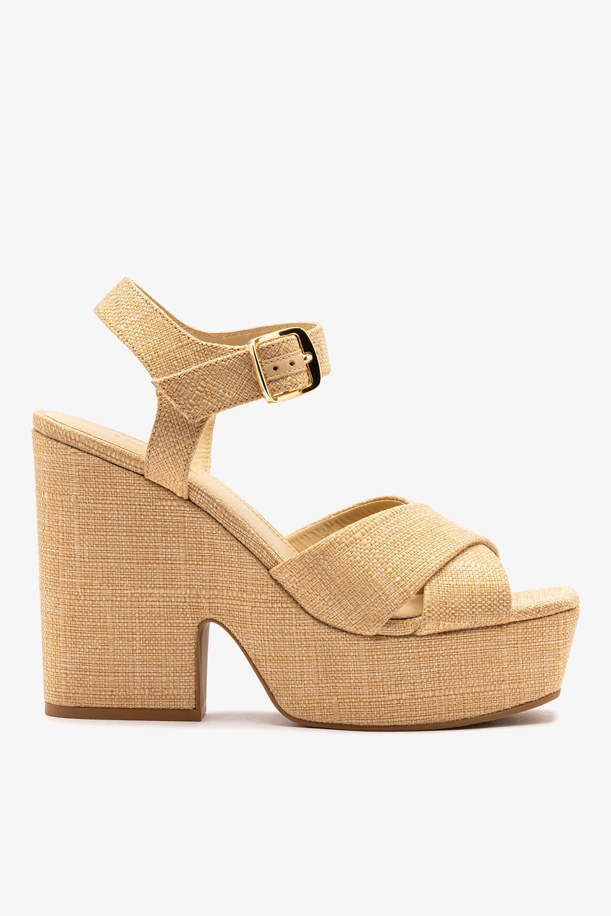 Larroude Cher Sandal In Beige Raffia