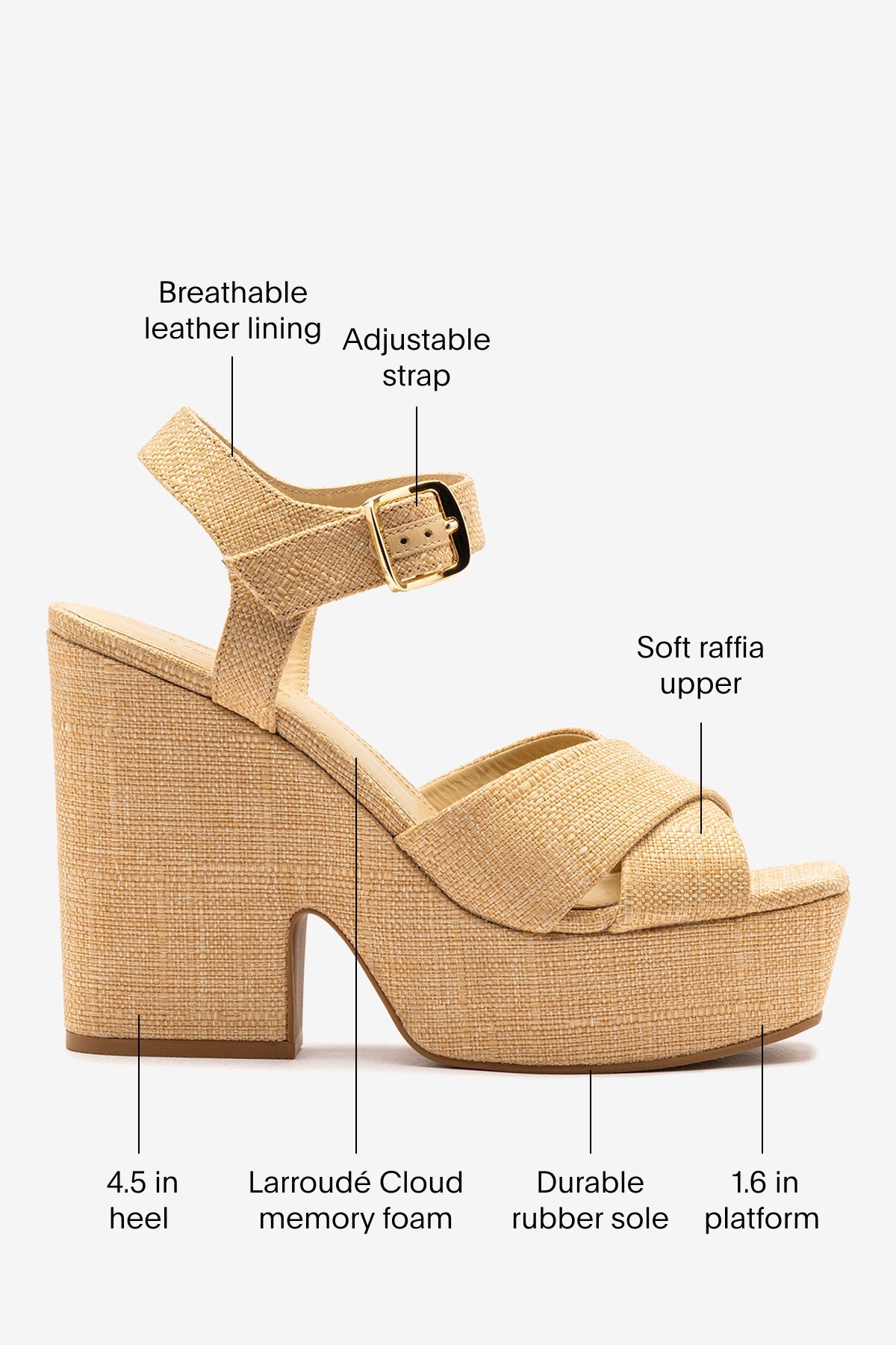 Larroude Cher Sandal In Beige Raffia