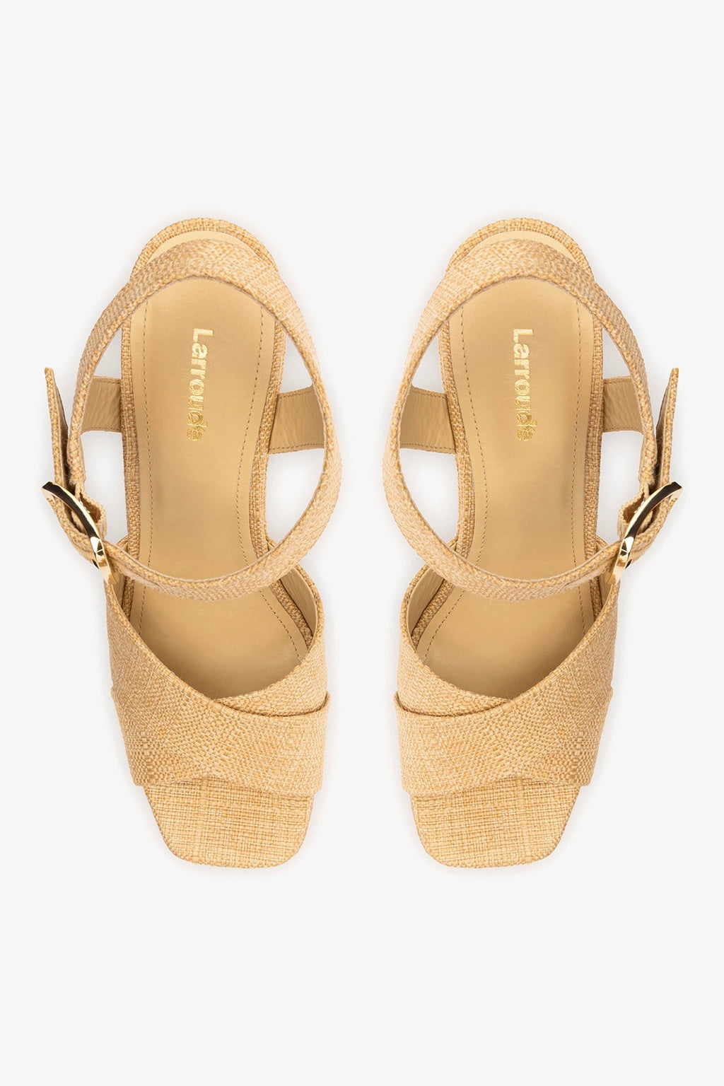 Larroude Cher Sandal In Beige Raffia