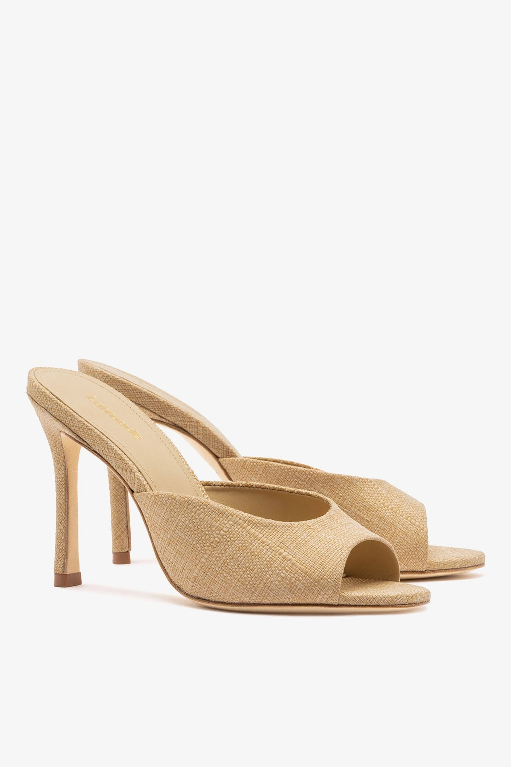 Larroude Jasmine Hi Mule Beige Raffia