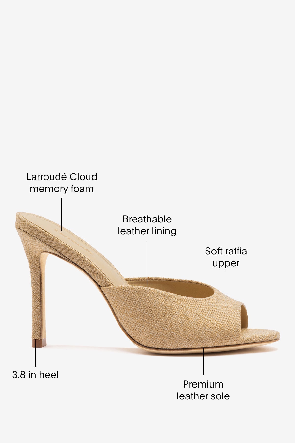 Larroude Jasmine Hi Mule Beige Raffia