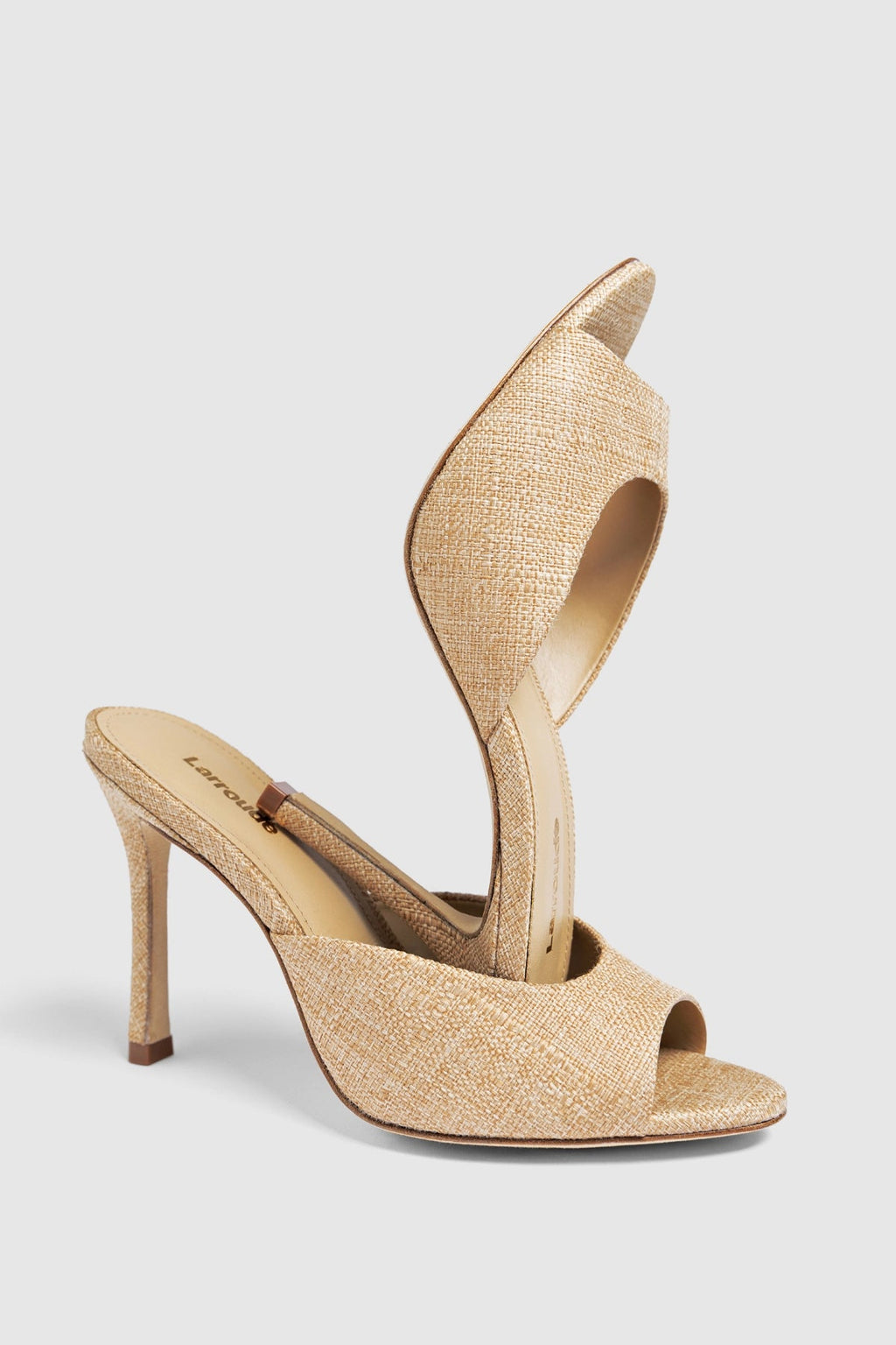 Larroude Jasmine Hi Mule Beige Raffia
