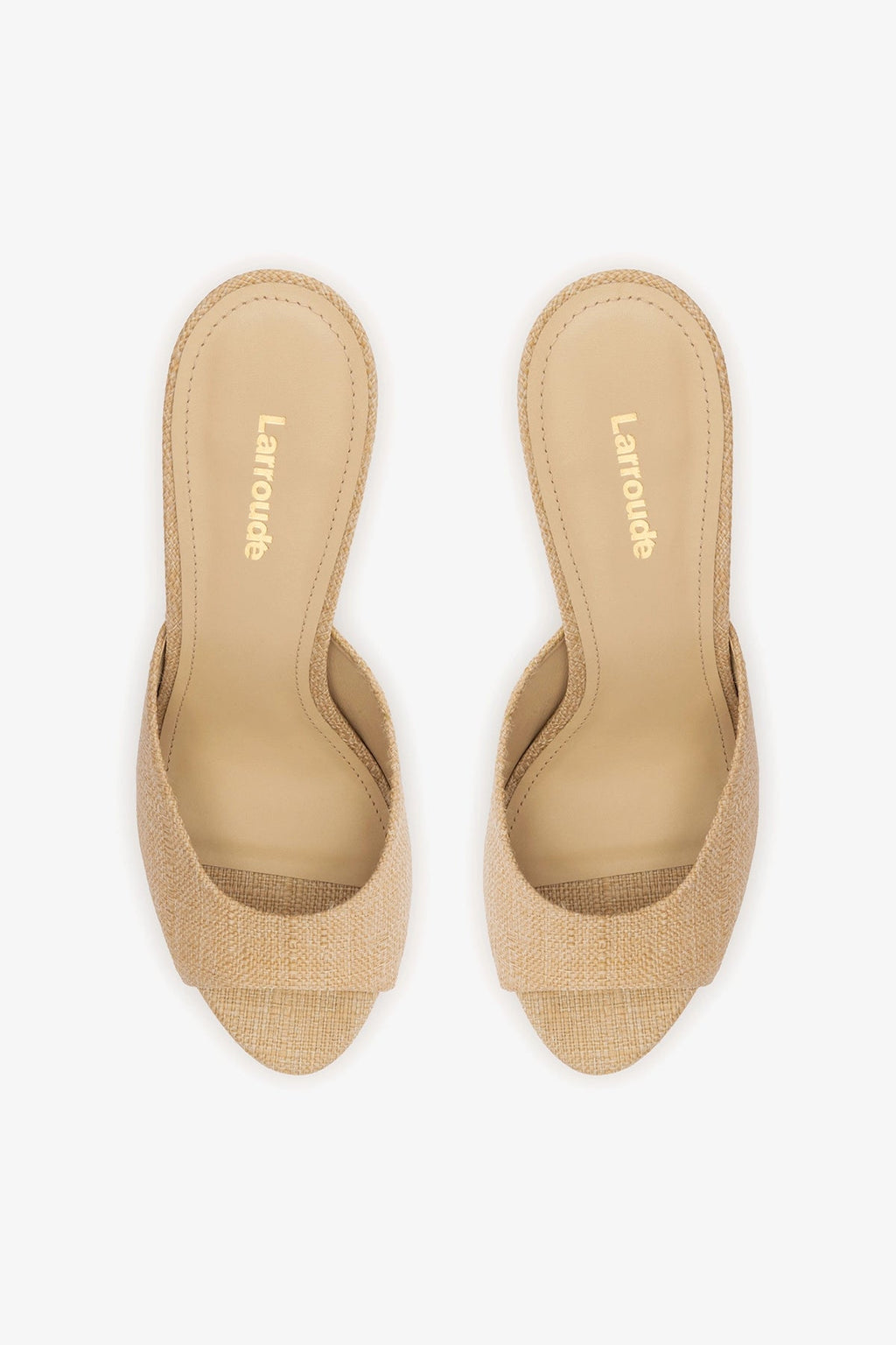 Larroude Jasmine Hi Mule Beige Raffia