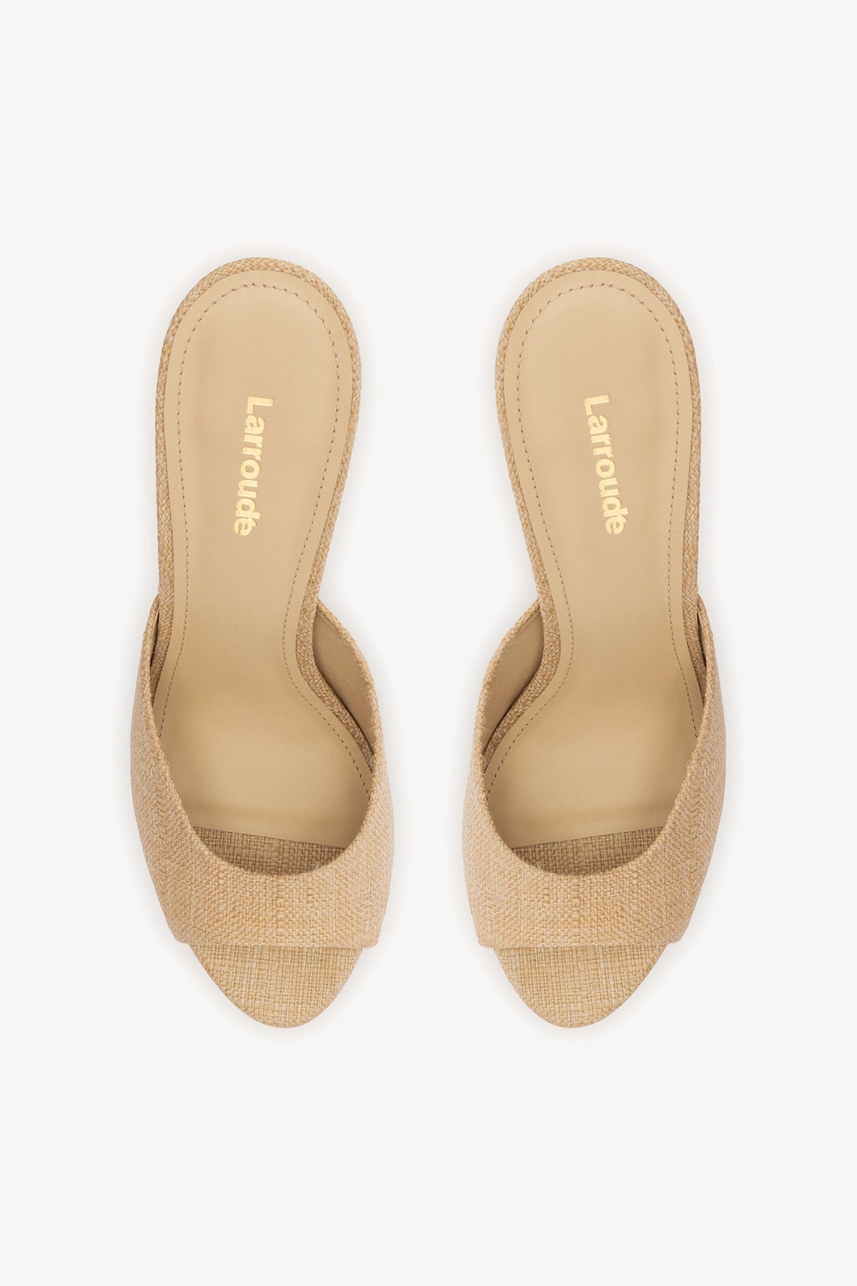 Larroude Jasmine Hi Mule Beige Raffia