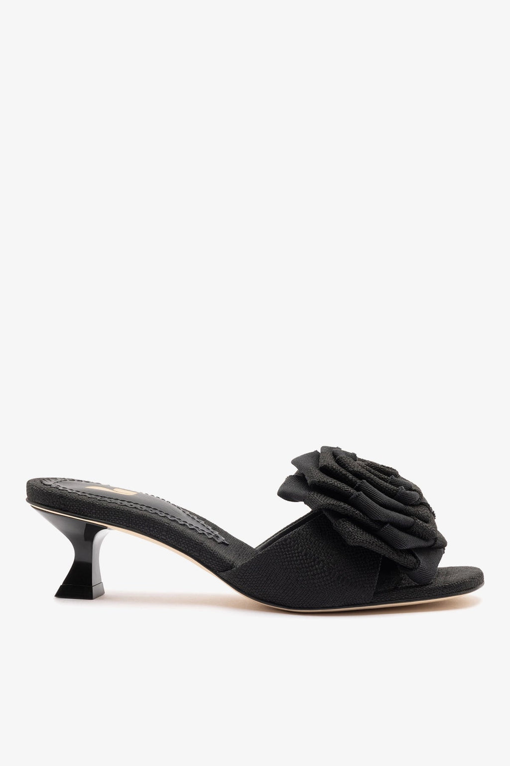 Larroude Scarlet Low Mule In Black Raffia