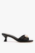 Larroude Coquile Mule Black Raffia