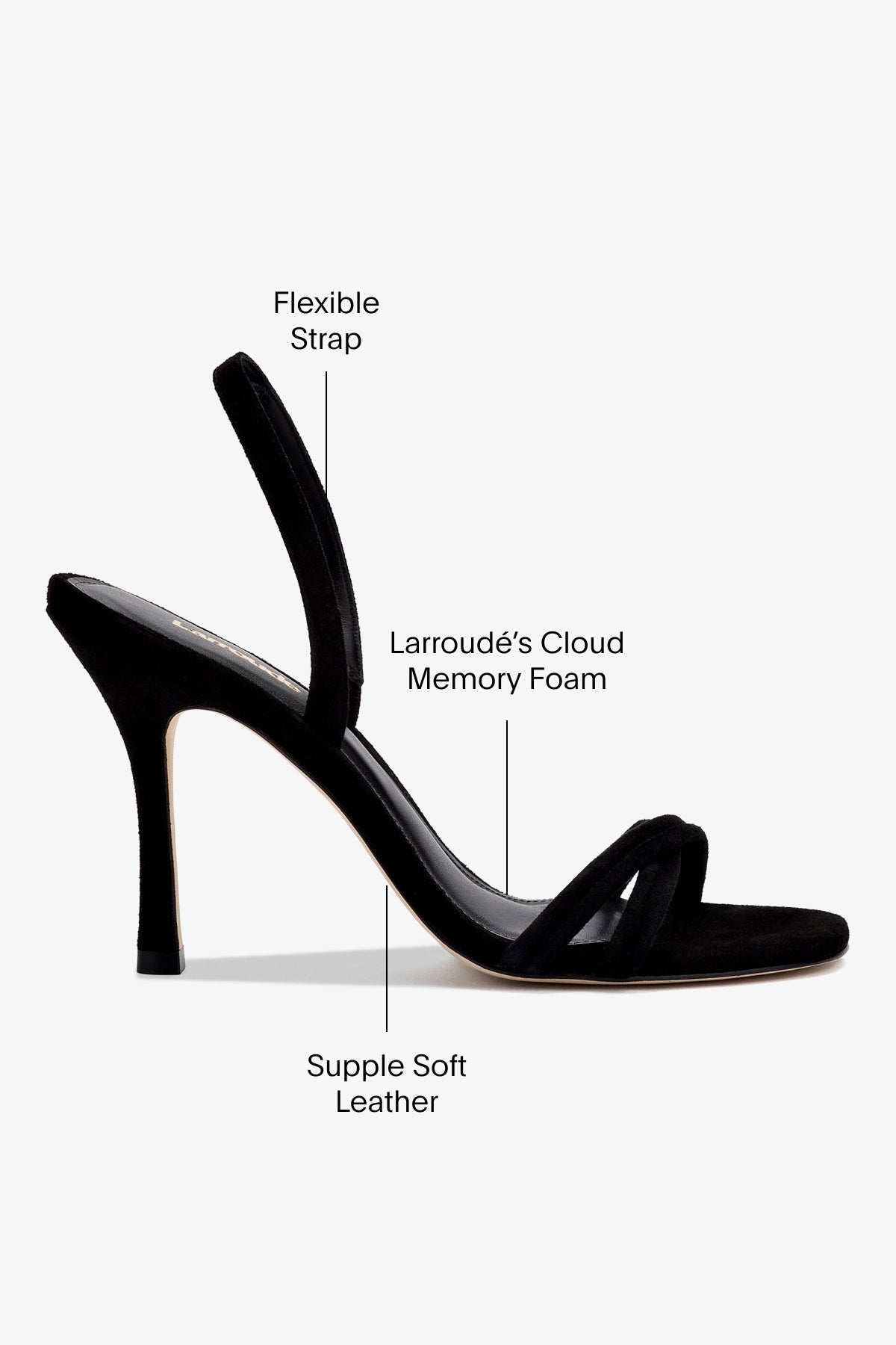 Larroude Annie Sandal In Black Suede