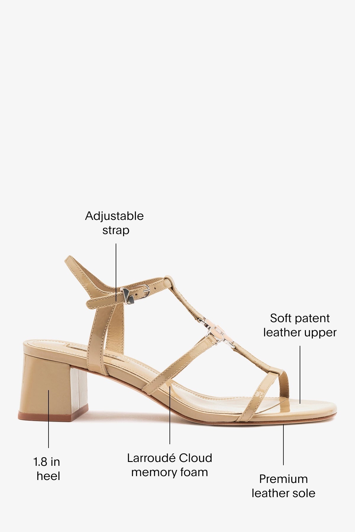 Larroude Hana Block Sandal Sand Patent Leather