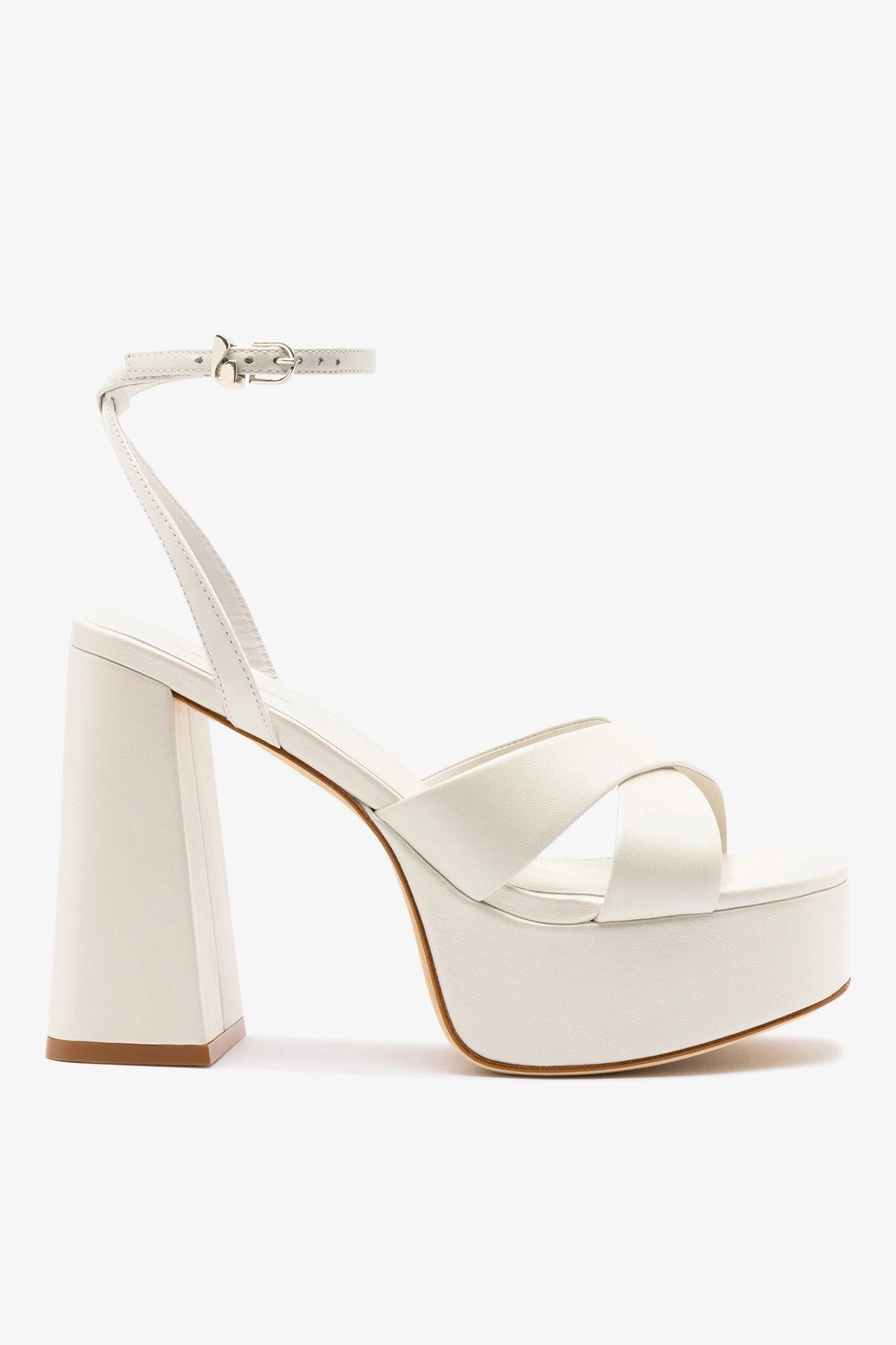 Larroude Dolly X Platform Sandal In Pearl Leather