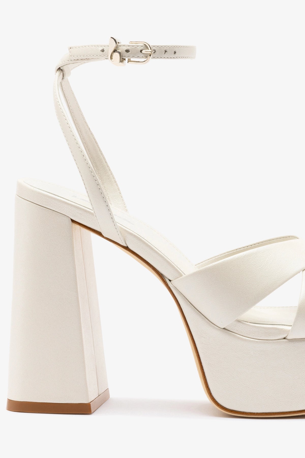 Larroude Dolly X Platform Sandal In Pearl Leather
