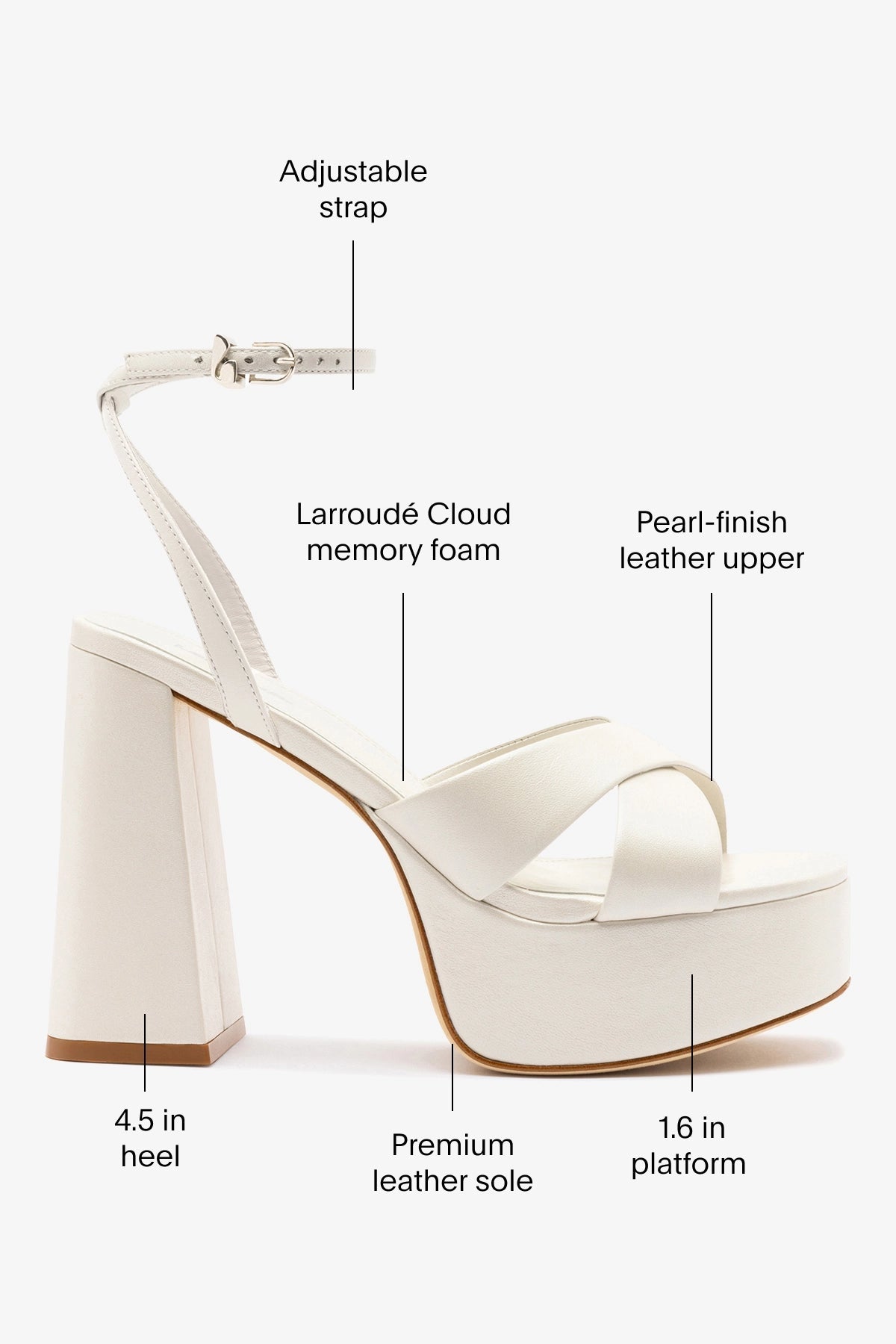 Larroude Dolly X Platform Sandal In Pearl Leather