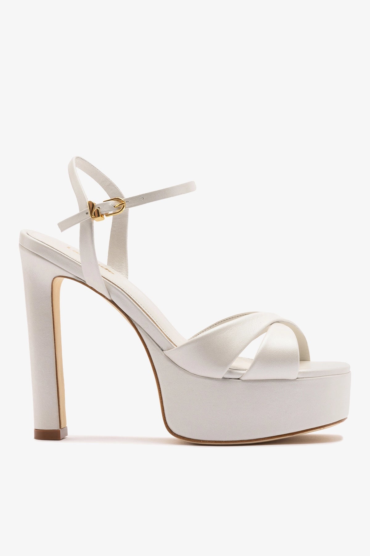 Larroude Bianca High Platform Sandal In Pearl Leather