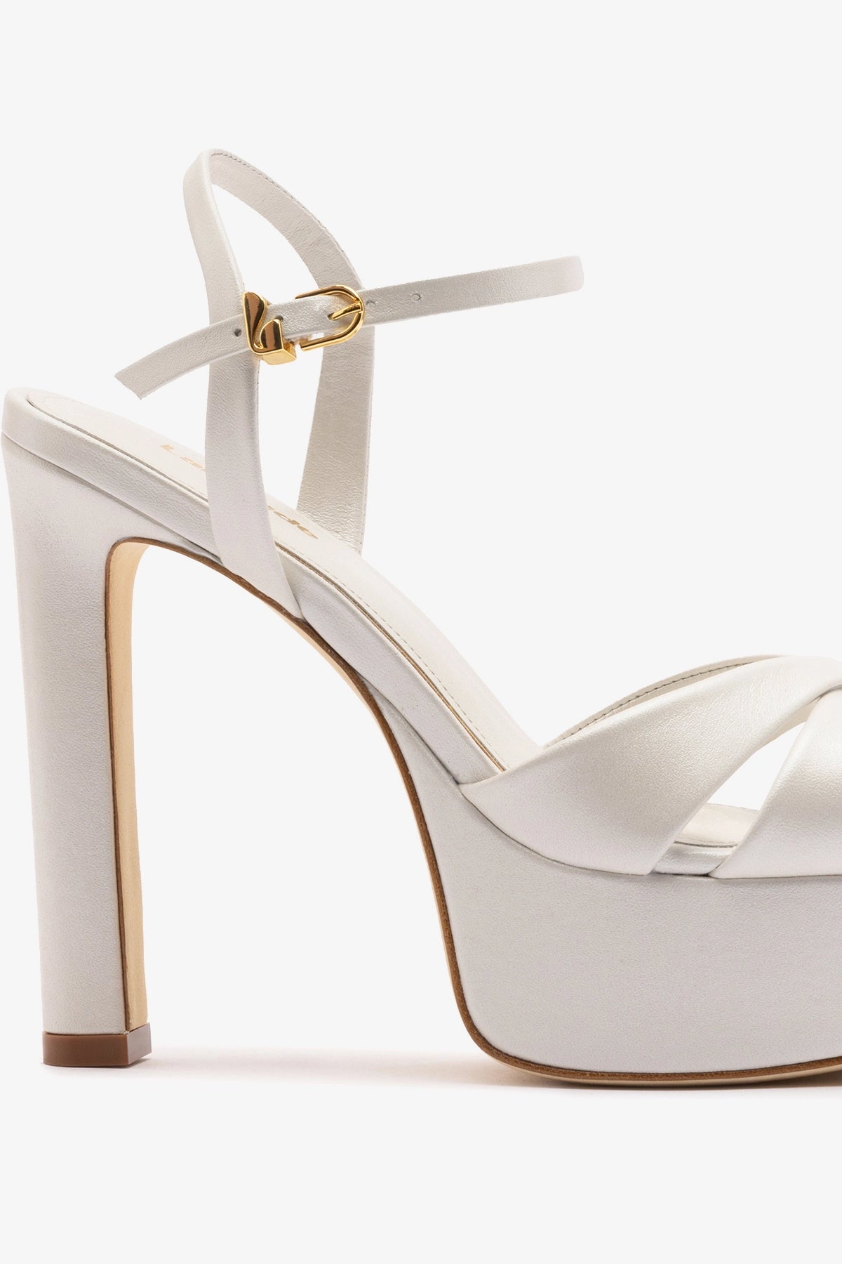 Larroude Bianca High Platform Sandal In Pearl Leather