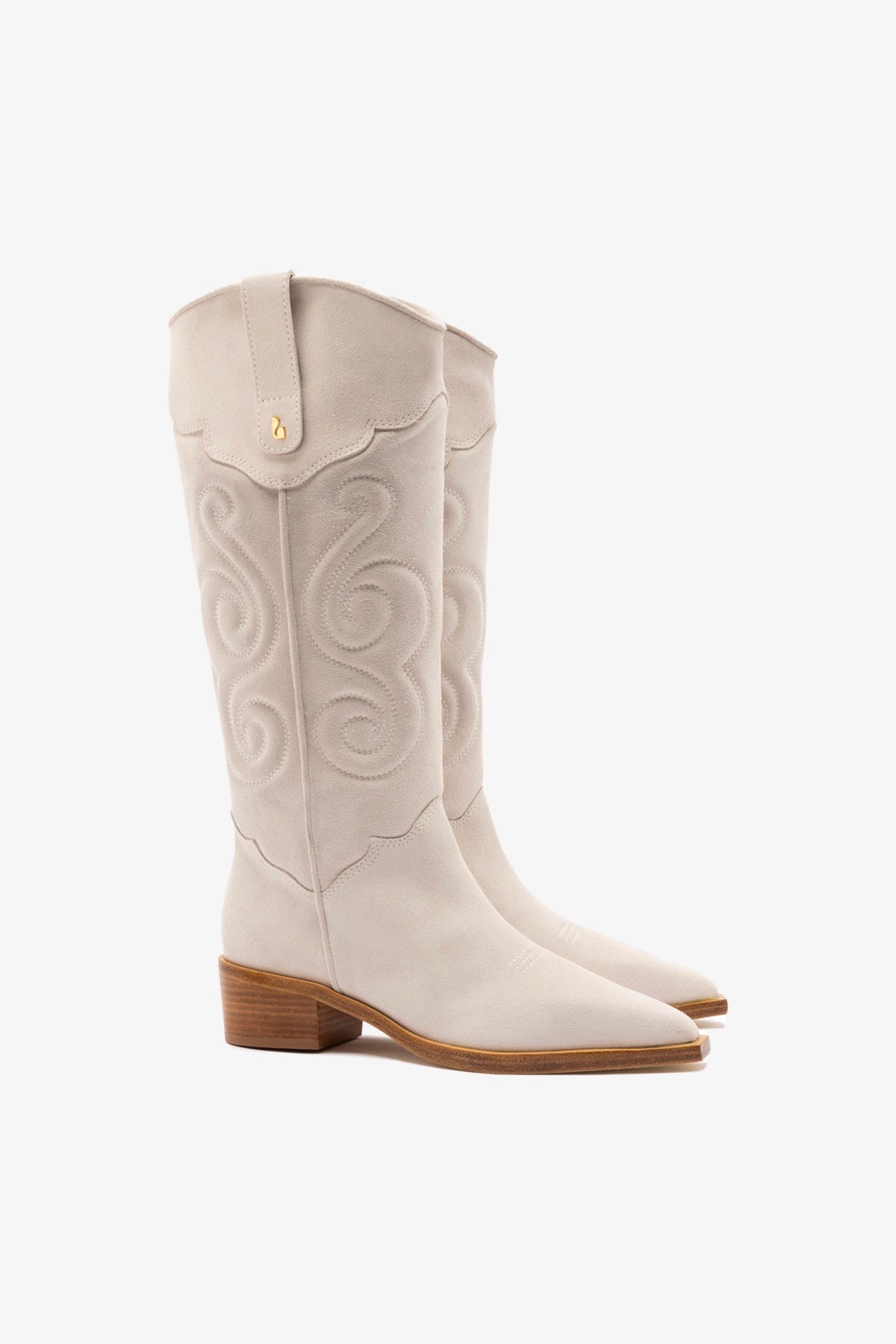 Larroude Paloma Boot In Mushroom Grey Suede